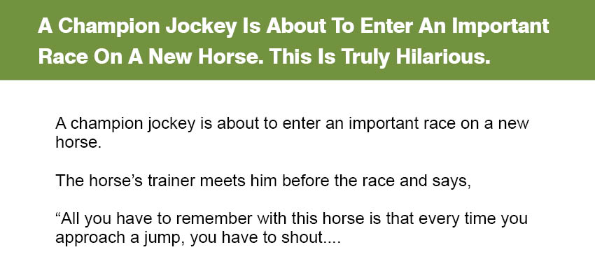 A Champion Jockey Is About To Enter An Important Race On A New Horse.