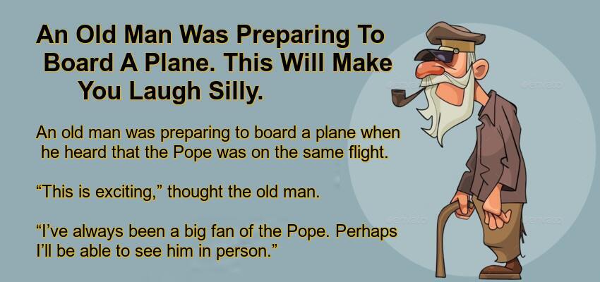 An Old Man Was Preparing To Board A Plane.