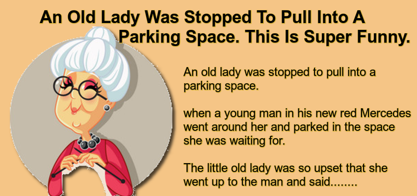 An Old Lady Was Stopped To Pull Into A Parking Space.