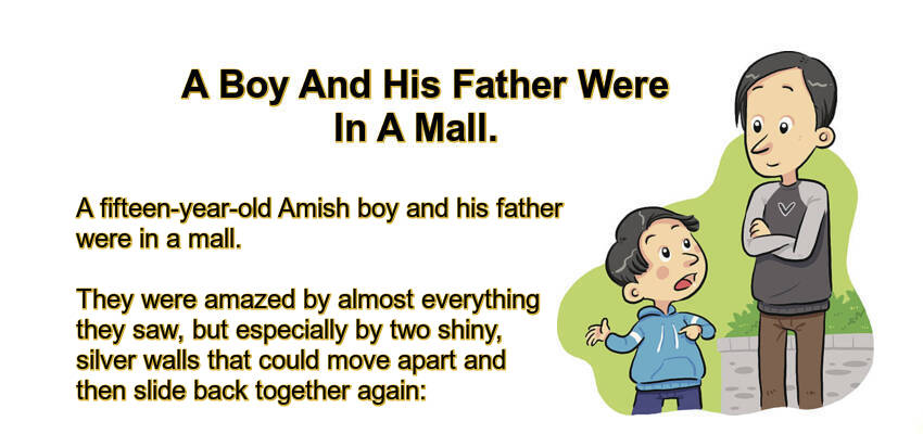 A Boy And His Father Were In A Mall.