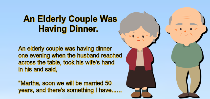 An Elderly Couple Was Having Dinner.