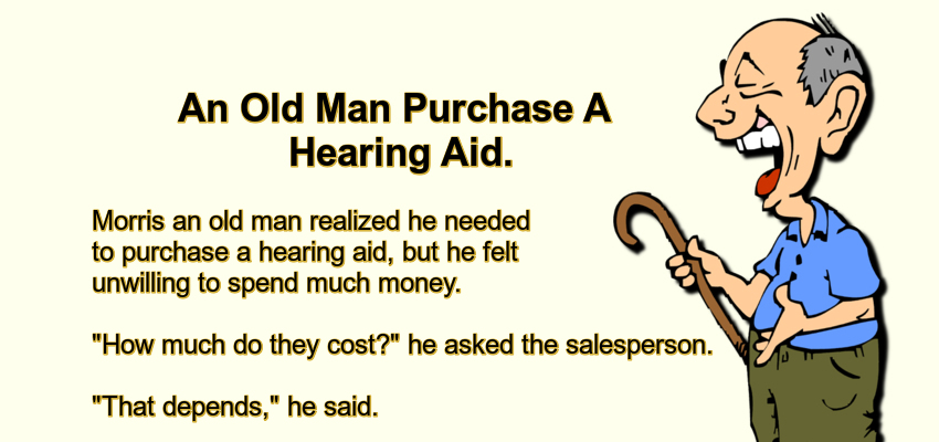 An Old Man Purchase A Hearing Aid.