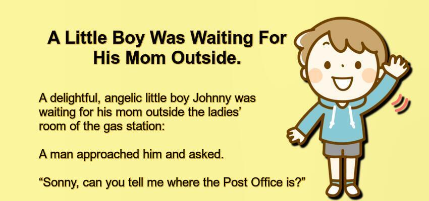 A Little Boy Was Waiting For His Mom Outside.