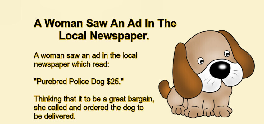 A Woman Saw An Ad In The Local Newspaper.