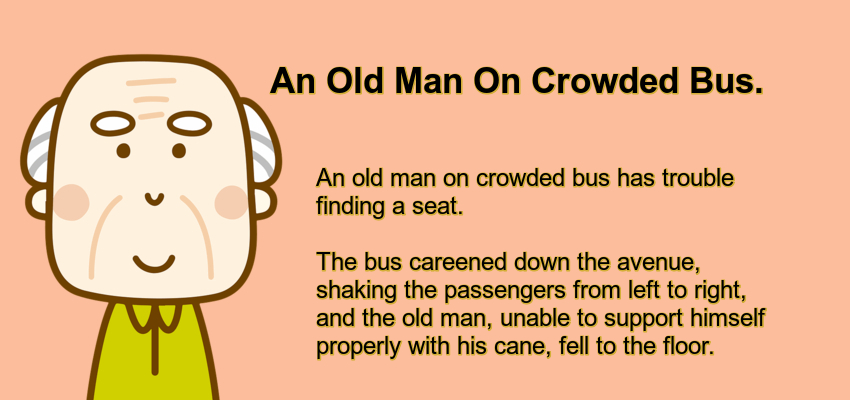 An Old Man On Crowded Bus.